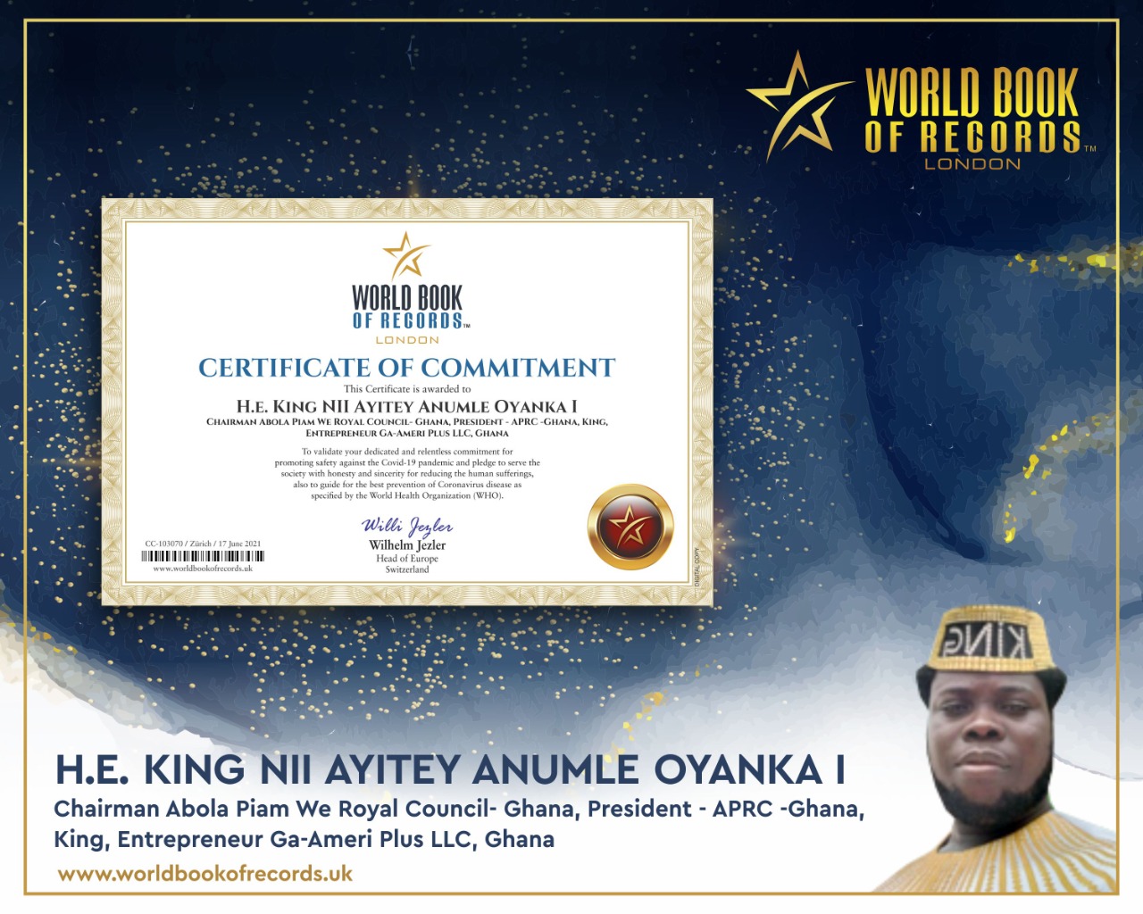 Ga Chief, Nii Oyanka Gets Endorsement in London’s World Book of Records