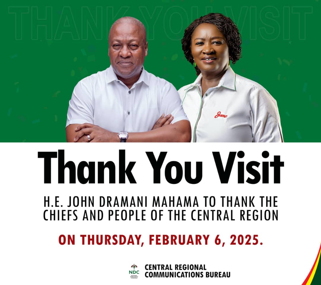 President Mahama and Vice President Opoku-Agyemang Embark on Thank-You Visit to Central Region